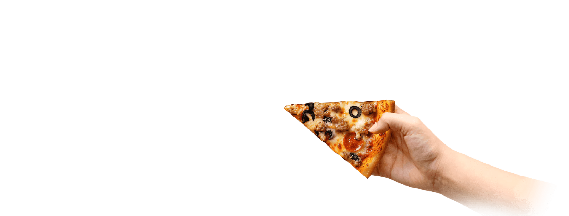 Hand pulling Pizza Slice